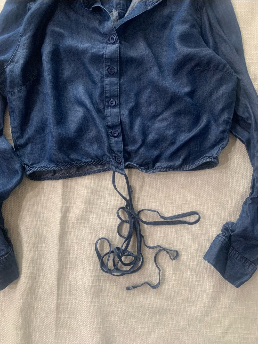 Iris Dark Wash Cropped Denim Button-Down Top - Picture 2 of 9